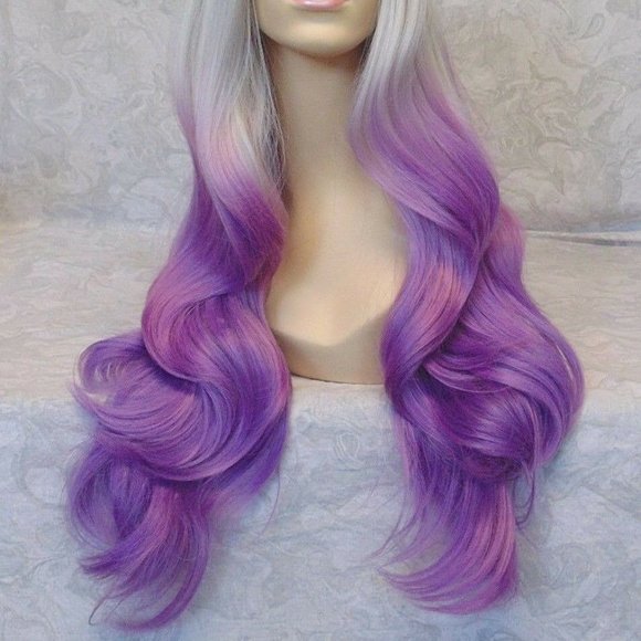Long Thick Wavy Black Purple Heat Resistant Wig main image 11